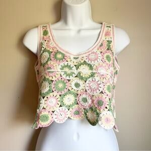 Papaya Crochet Crop Festival Top Women's Size S